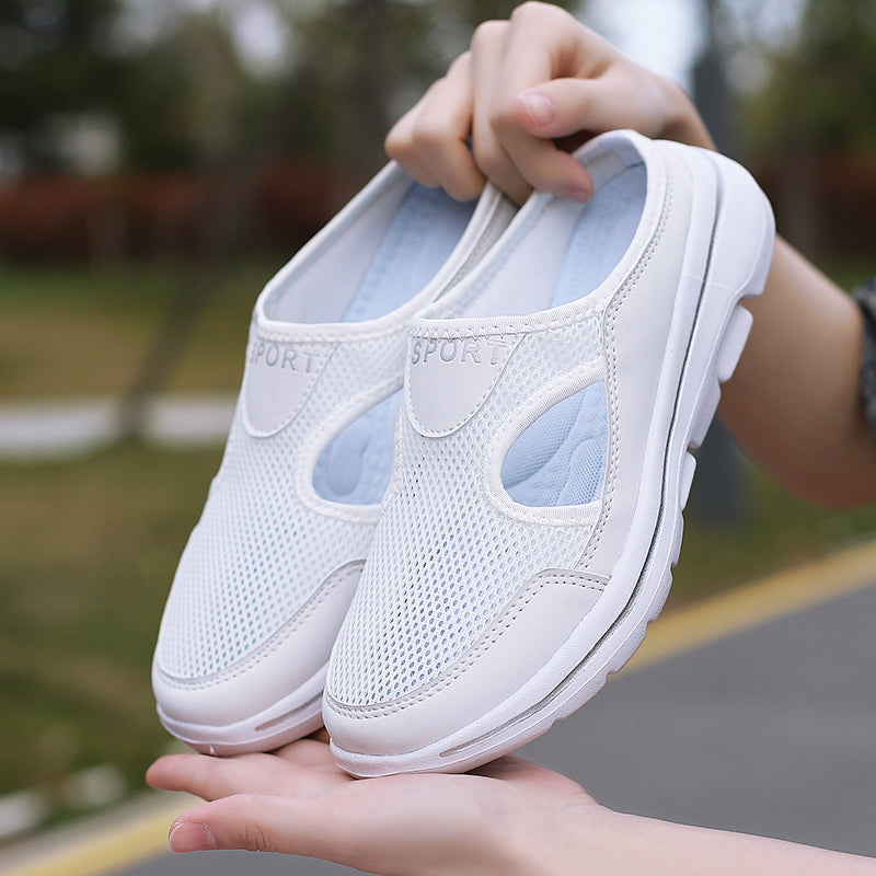 Damskor - loafers - glider på med ortopediskt stöd och mesh-stil